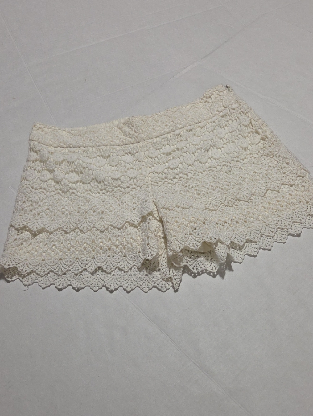 LOFT Cream Lace High-Waist Shorts